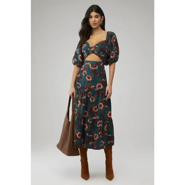 MINKPINK Olivia Floral Cutout Maxi Dress. Get ready for autumn in multi-color XS - Image 2