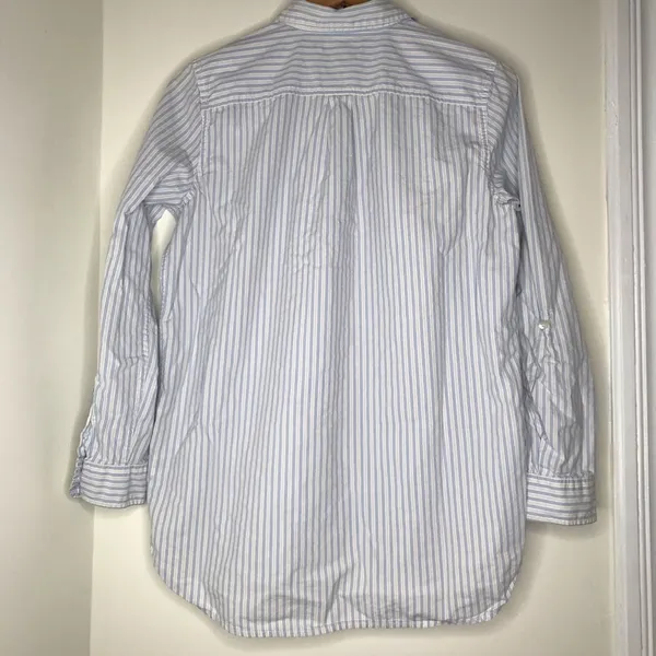 Joe Fresh striped button down dress shirt size large blue white stripe cotton - Image 2