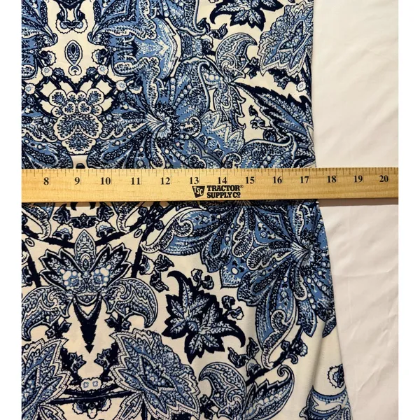 White House Black Market Dress Women Medium Blue White Paisley‎ Shift Casual - Image 5