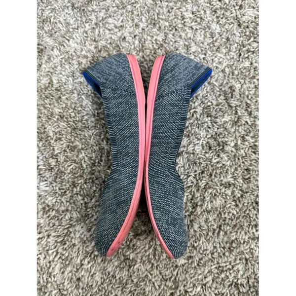 Rothys Women 7 The Flat Birdseye Charcoal Gray Pink Sole Round Toe Flats Shoes - Image 3
