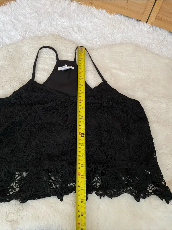 Streetwear Society black double layer black lace cami shirt tank top woman’s M - Image 7
