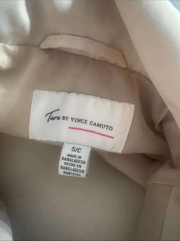Two by Vince Camuto Cream Trench Coat with Black Trim - Image 12