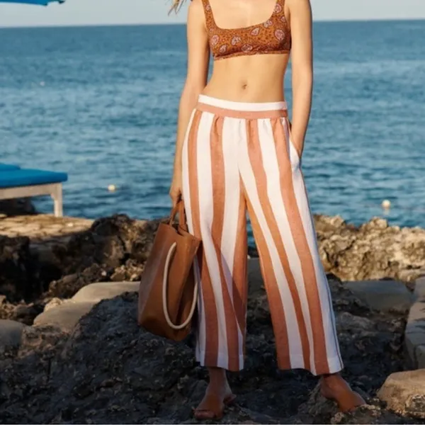Madewell Huston Pull-On Crop Pants in Evelyn Stripe M - Image 2