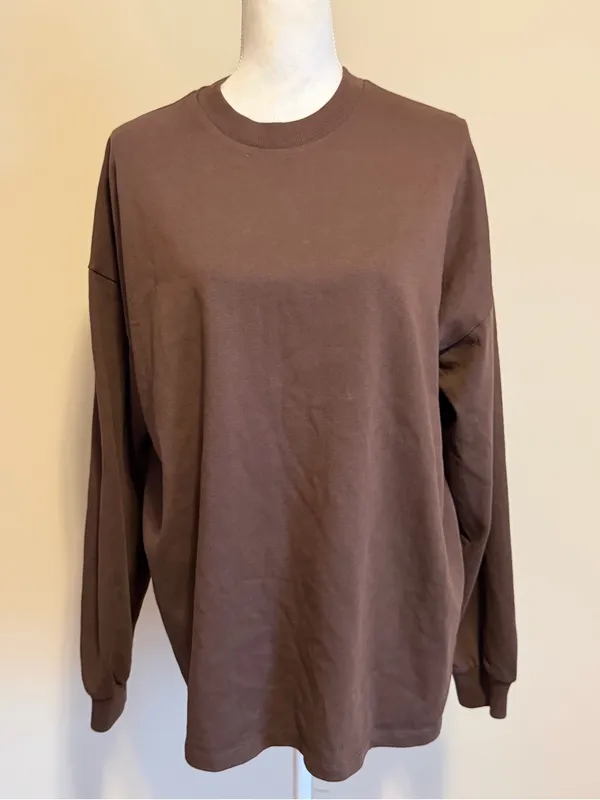 NWT Skims Heavy cotton jersey oversized long sleeve tee size xs espresso - Image 3