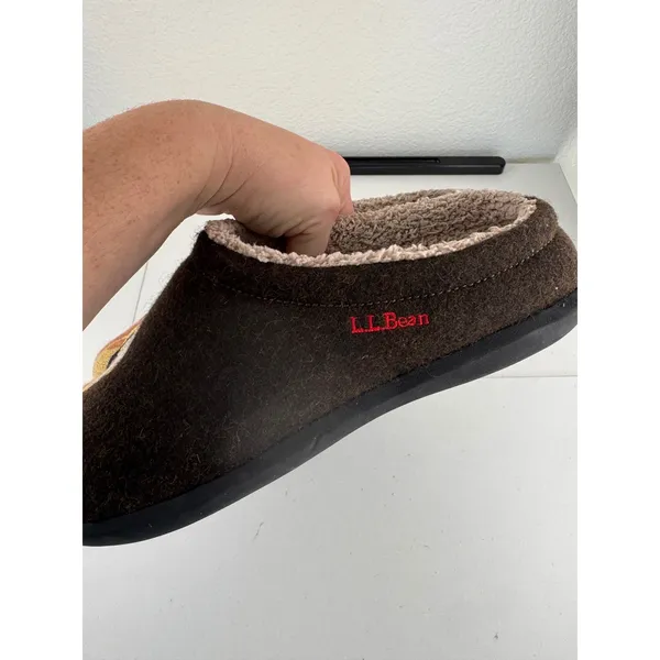 L.L. Bean Womens Daybreak‎ Dog Santa Appliqué Wool Slippers Red Felt Lined Sz 10 - Image 4