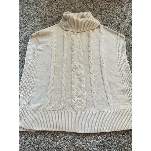 Banana Republic Womens Cable Knit Turtleneck Sweater Vest Cream Ivory XS/S - Image 3