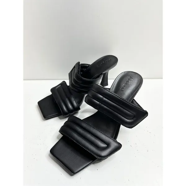 Abound Sandals Size 6 Black Qarly Open Square Toe Slip On‎ Heels - Image 2