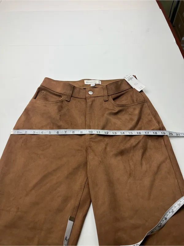 Abercrombie & Fitch High Rise 90s Relaxed Pant Brown Faux Suede Women 28 / 6 NEW - Image 8