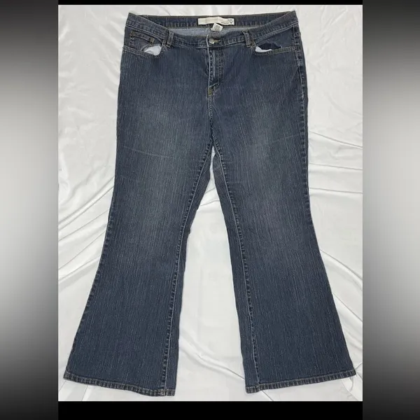 Venezia Vintage Flare Jeans Dark Wash High Rise Plus Size 20P - Image 2