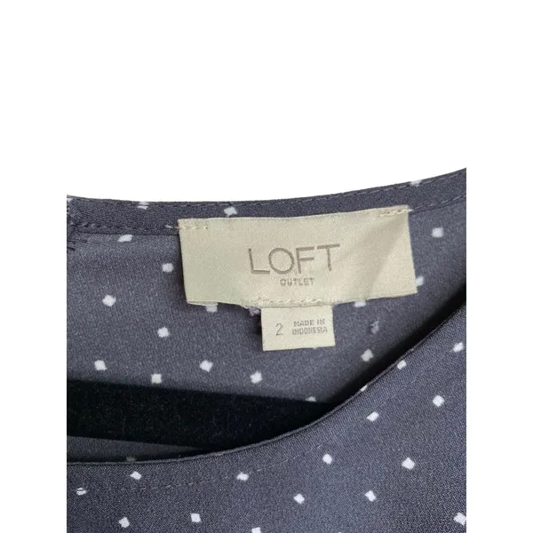 Loft Grey And White Polka Dot Wrap Dress‎ size 2 Business Church Office Casual - Image 4