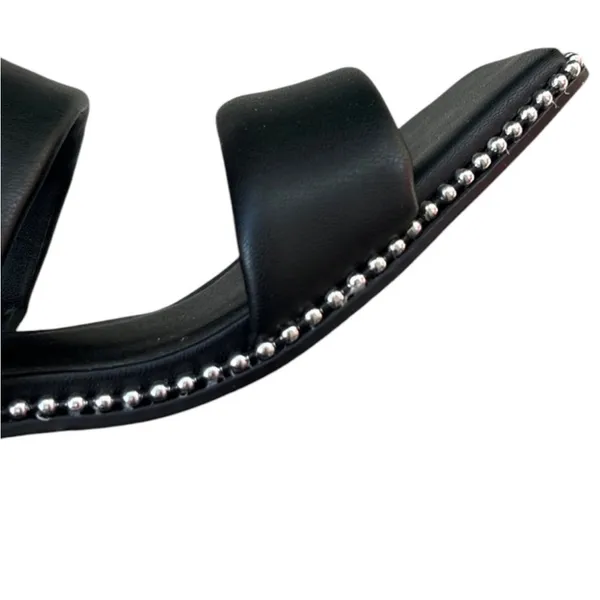 EUC Steve Madden Harper Heeled Studded Sandals Black Silver Size 9.5 - Image 3