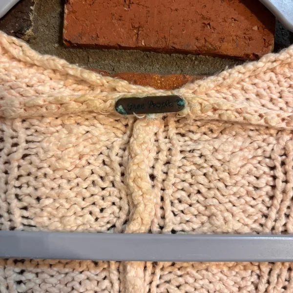 Free people womens easy cable knit oversized chunky tunic sweater pink L - Image 3