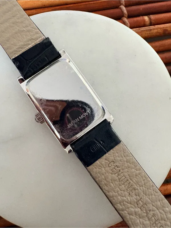 Coldwater Creek Silver Rectangular Watch with Black Strap Needs Battery - Image 8