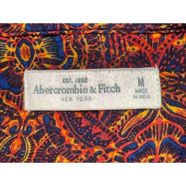 Abercrombie & Fitch Blue Orange Red Yellow Floral Paisley Mini Dress Womens Sz M - Image 3