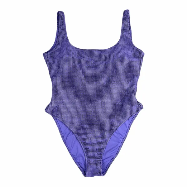 Aerie Lurex Crinkle Babewatch One Piece Swimsuit Purple Size XL - Image 3