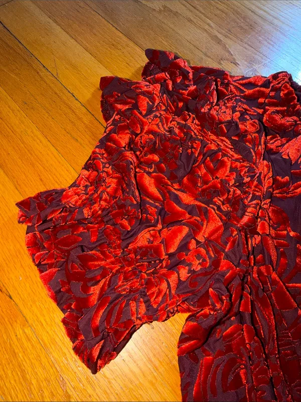 Free People Red Floral Ruffle Crop Top - Image 5