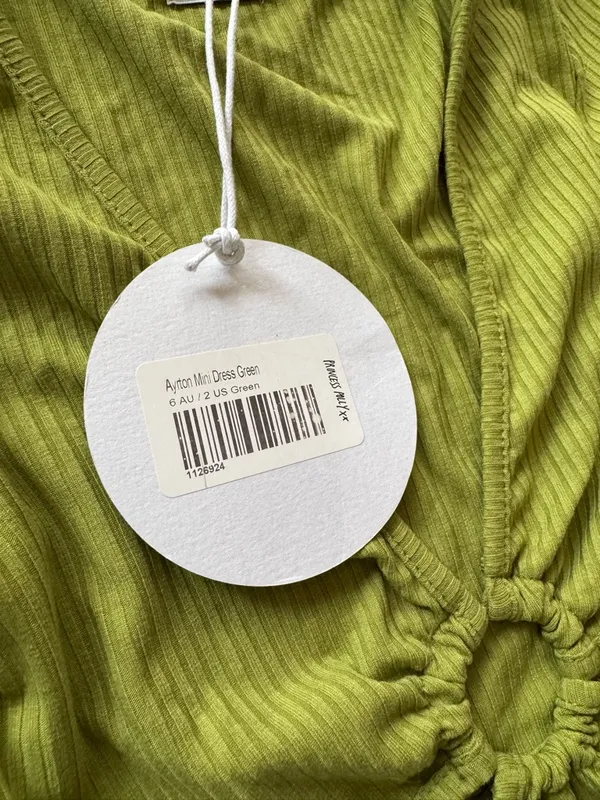 Princess Polly dress v neck Lime green Cutout sides Ribbed Mini Ayrton stretch 2 - Image 3