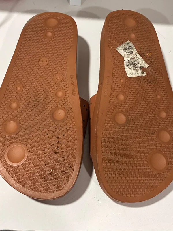 LUCKY BRAND Peetie Sandal In Cortado Eco Sheep Pu Brown Cutout Size 10 - Image 5