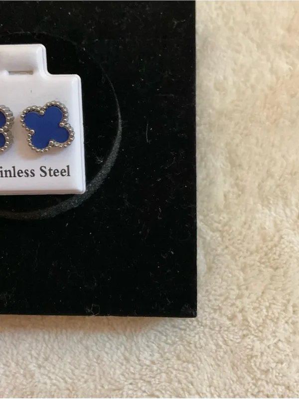 Blue Clover Stainless Steel Stud Earrings - Image 3