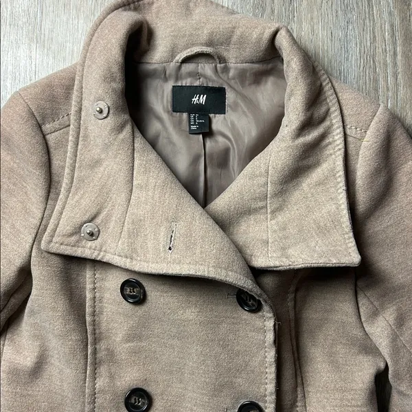 H&M Tan Double-Breasted Pea Coat Size 6 - Image 7