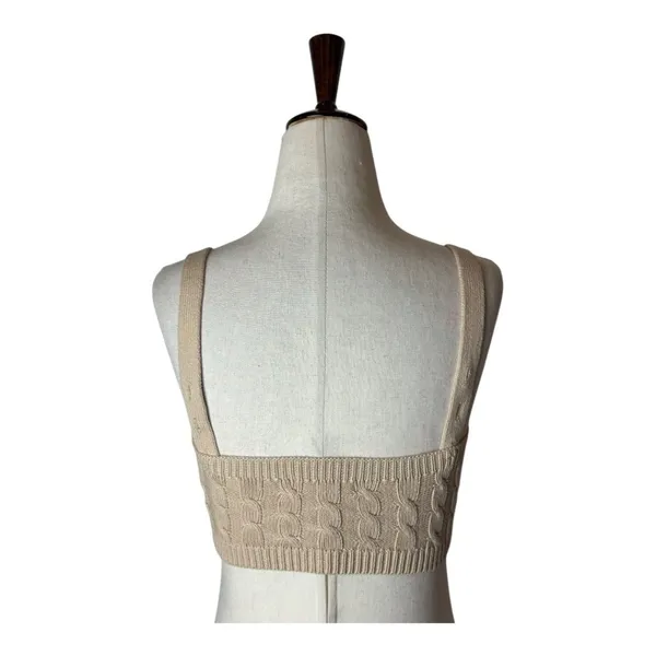 Revolve 525 Tank Top Women XS Beige Tan Oat Cable Knit Tiny Tank Cropped‎ Sexy - Image 4