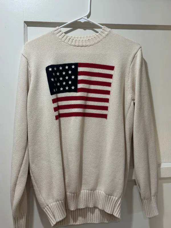 Cream Brandy Melville American Flag Sweater - Image 2