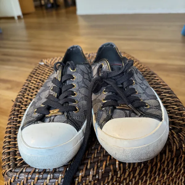 Coach Empire Signature C Monogram Low Top Sneakers Black Grey Womens 8.5B A00248 - Image 7