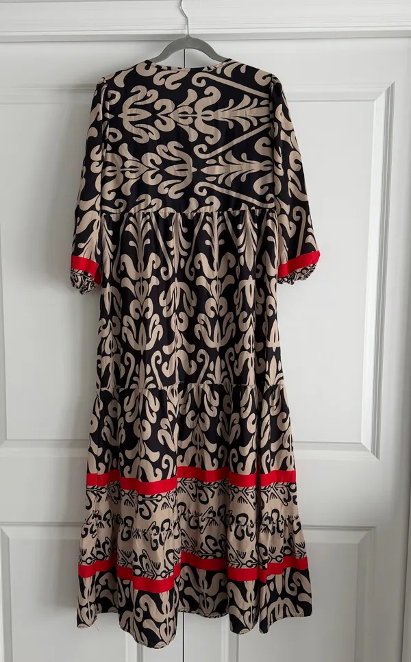 Black and Beige Patterned Maxi Dress Multiple Size M - Image 3