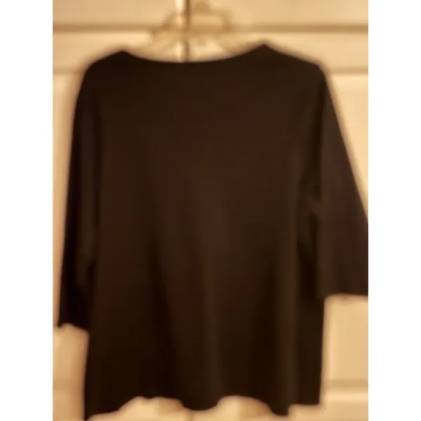 J. Jill Pima Cotton 3/4 Sleeve V-Neck Top Black 1X Womens - Image 4