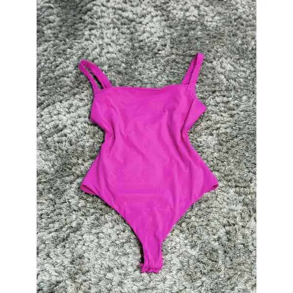 SKIMS Women’s Fits Everybody Square Neck Bodysuit Pink Thong Sleeveless Size S - Image 2