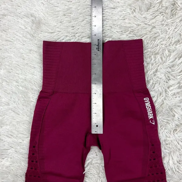 Gymshark Energy‎ Seamless Crop Leggings Maroon Red High Waisted Size XS - Image 4