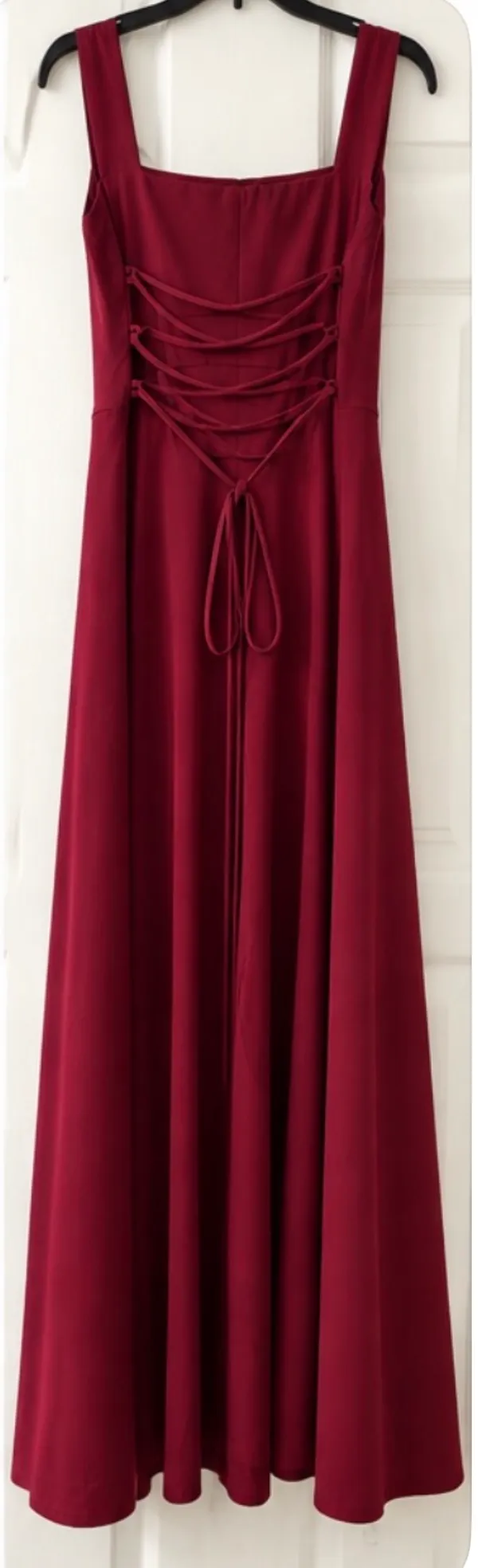 OYS~Sleeveless Burgundy Midi Dress with Pockets. L - Image 5