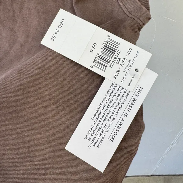 NWT American‎ Eagle Brown Ruched Tie Shoulder Scoop Neck Top T-shirt Small - Image 4