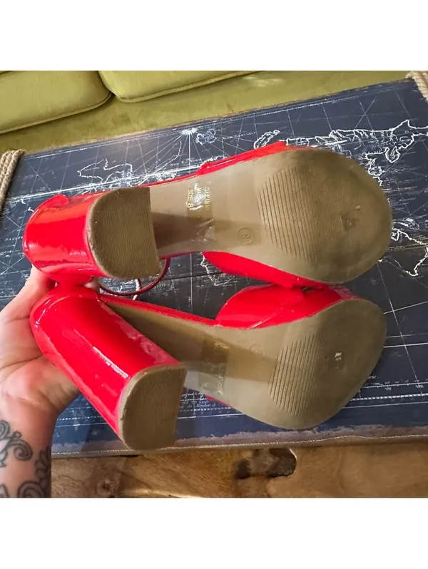 Wild Dive Red Ankle‑Strap Chunky Heels – Size 8 - Image 13