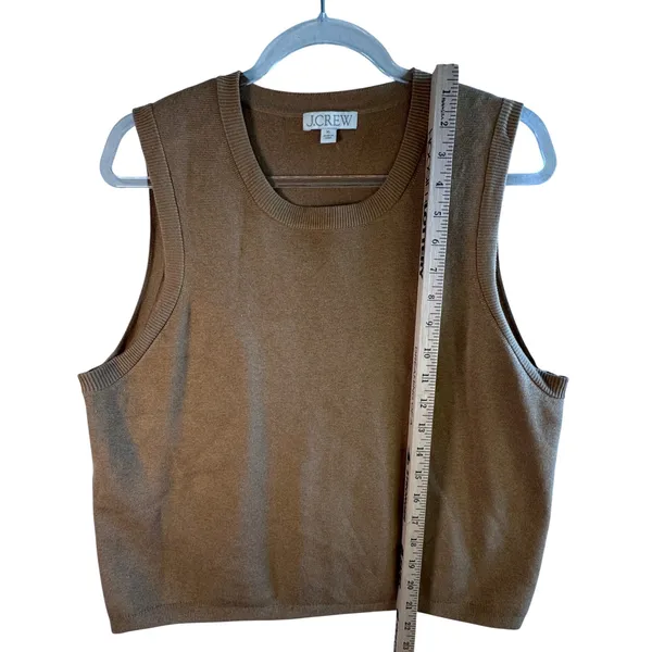 J Crew Sleeveless‎ Sweater Tank Camel Knit Crew Neck Preppy Classic XL Old Money - Image 8