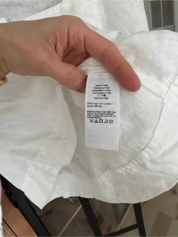 J. Crew linen top Squareneck button-up blouse puff long sleeve neutral - Image 7