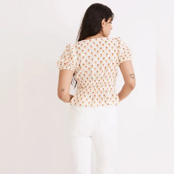 Madewell Sophia short - sleeve Top in wild calendula block print - Image 16