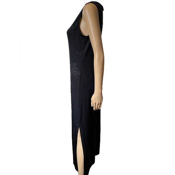 Jalate Vintage 90s Black Gray Holographic Goth Witchy Vampy Floral Maxi Dress - Image 5