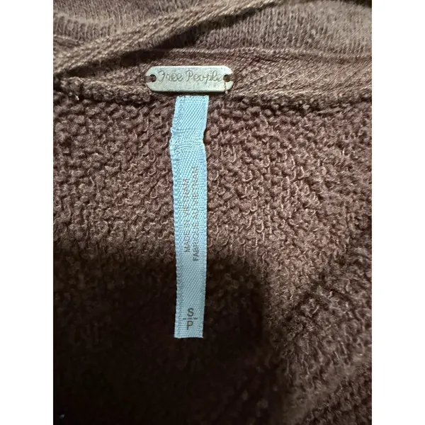 Free‎ People West Track Distressed Hoodie Brown Women's Size Small - Image 9