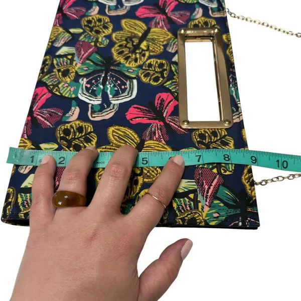 Multicolor Butterfly Rectangular Convertible Clutch Crossbody Purse Wedding Blue - Image 8