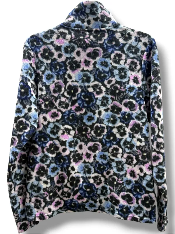 Vera Bradley Sporty Fleece Snap-Collar Pullover Plum Pansies‎ Floral XS Womens - Image 5