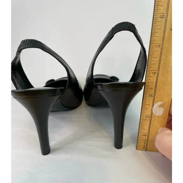 Alex Marie Pump Heels 10M Black Suede Slingback Button Detail Country Club - Image 5