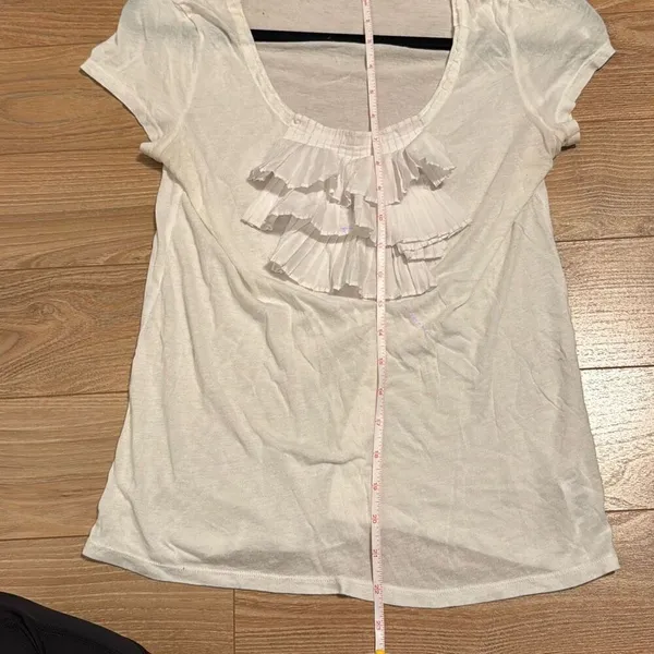 Juicy couture white ruffle top size medium Vintage! Has small pin hole‎ in the - Image 7