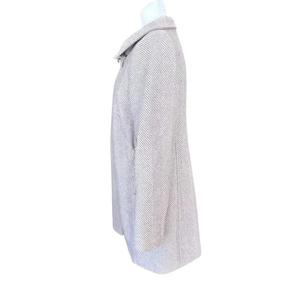 LOFT Lilac Wool Blend‎ Pea Coat Jacket Herringbone Asymmetric Zip Pockets Small - Image 7