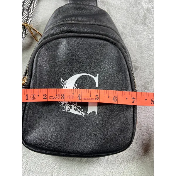 Black Monogram G Mini Backpack Sling Bag Hidden Zipper Compact Travel Pack Chic - Image 10
