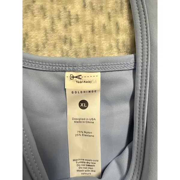 Gold hinge Lined Bra Tank Light Blue XL GH216BLU New With‎ Tags - Image 2