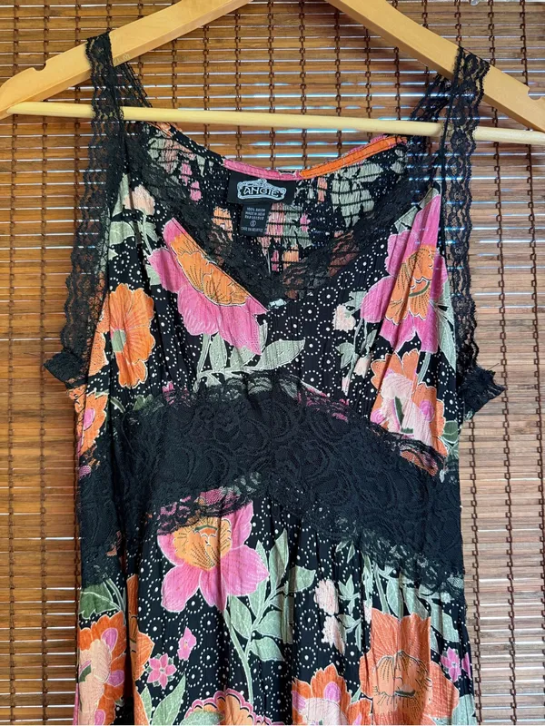 Angie Floral Lace Trim Tiered Midi Dress Size Small NWT Boho - Image 5
