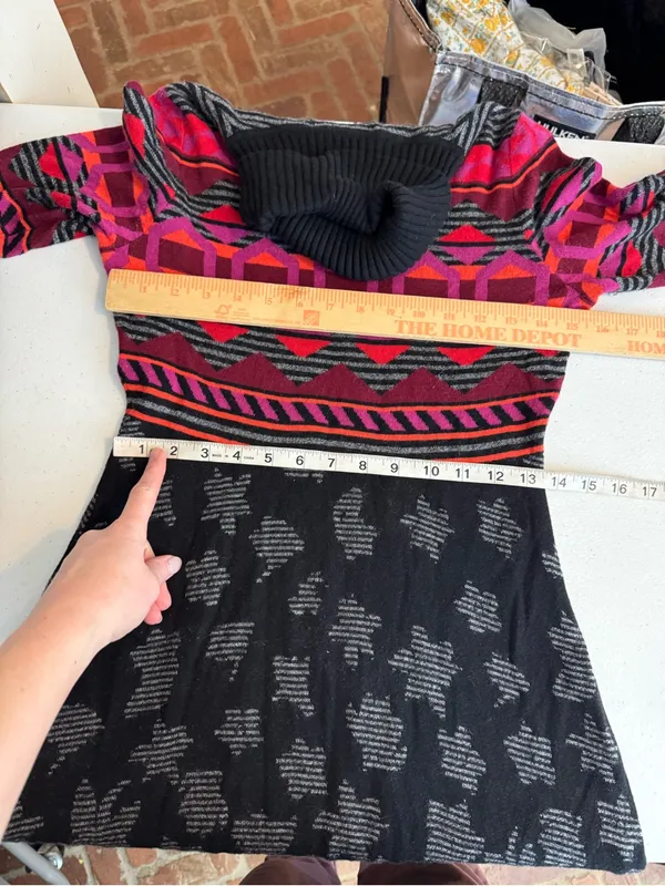 Krimson Klover sweater Dress Fair Isle Turtleneck Cabincore Wool blend Small - Image 6