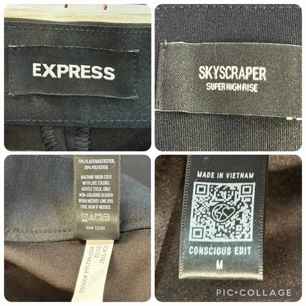 Express Womens M Pants Skyscraper‎ Super High Rise Black Flared Slit Hem Stretch - Image 8