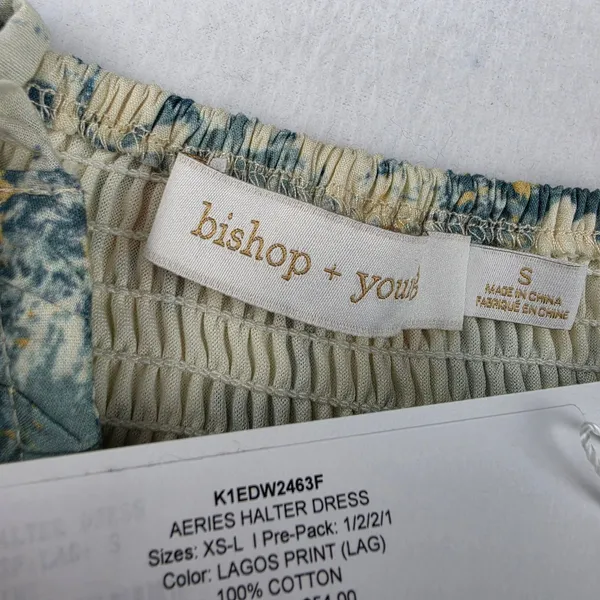 Bishop + Young NWT Aeries Halter Dress Lagos Print Floral Cotton Maxi Small - Image 5